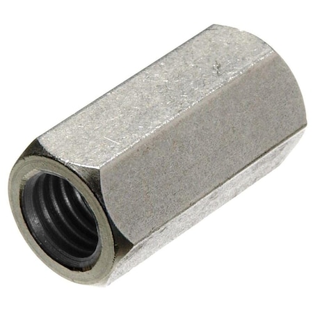 Coupling Nut, 3/8-16, 18-8 Stainless Steel, Not Graded, 1-1/8 In Lg, 1/2 In Hex Wd